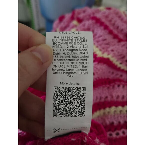 Shein Pink Crochet Halter Mini Dress Size Large Cut Out Festival Summer Hippie - Picture 6 of 9